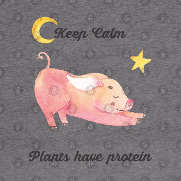 Keep Calm Plant Have Protein Yoga Piglet by susannefloe